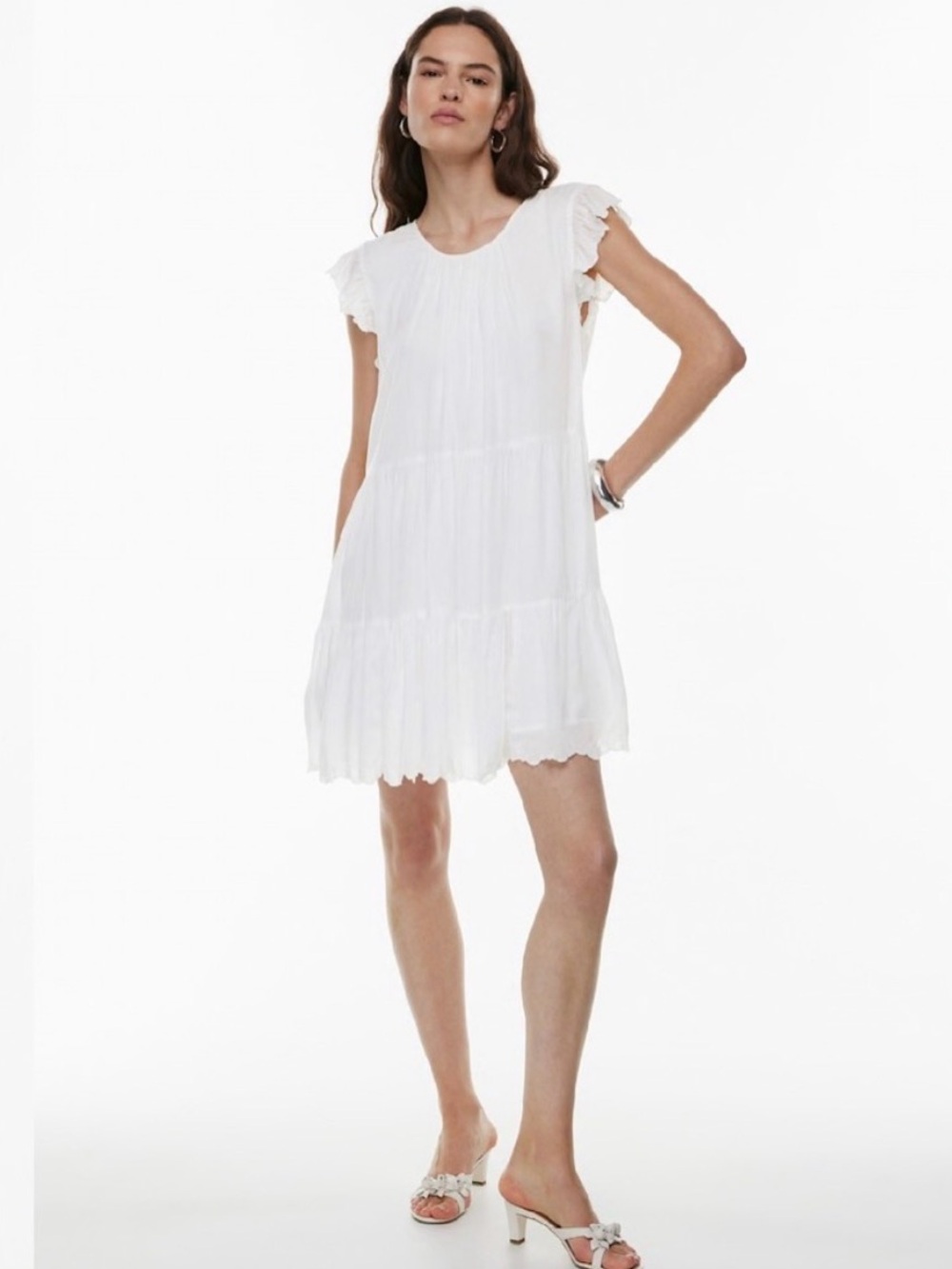 Wilfred White Ruffled Tiered Mini Dress